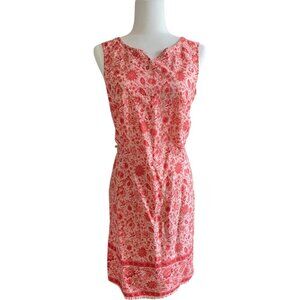 Expressions Peach & Orange Floral Print Dress Sz 18 Vintage